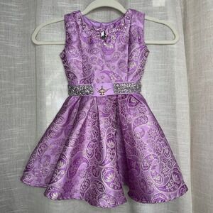 Disney Princess Jasmine Costume Dress Aladdin Purple Gold Jacquard Girl's Size 3
